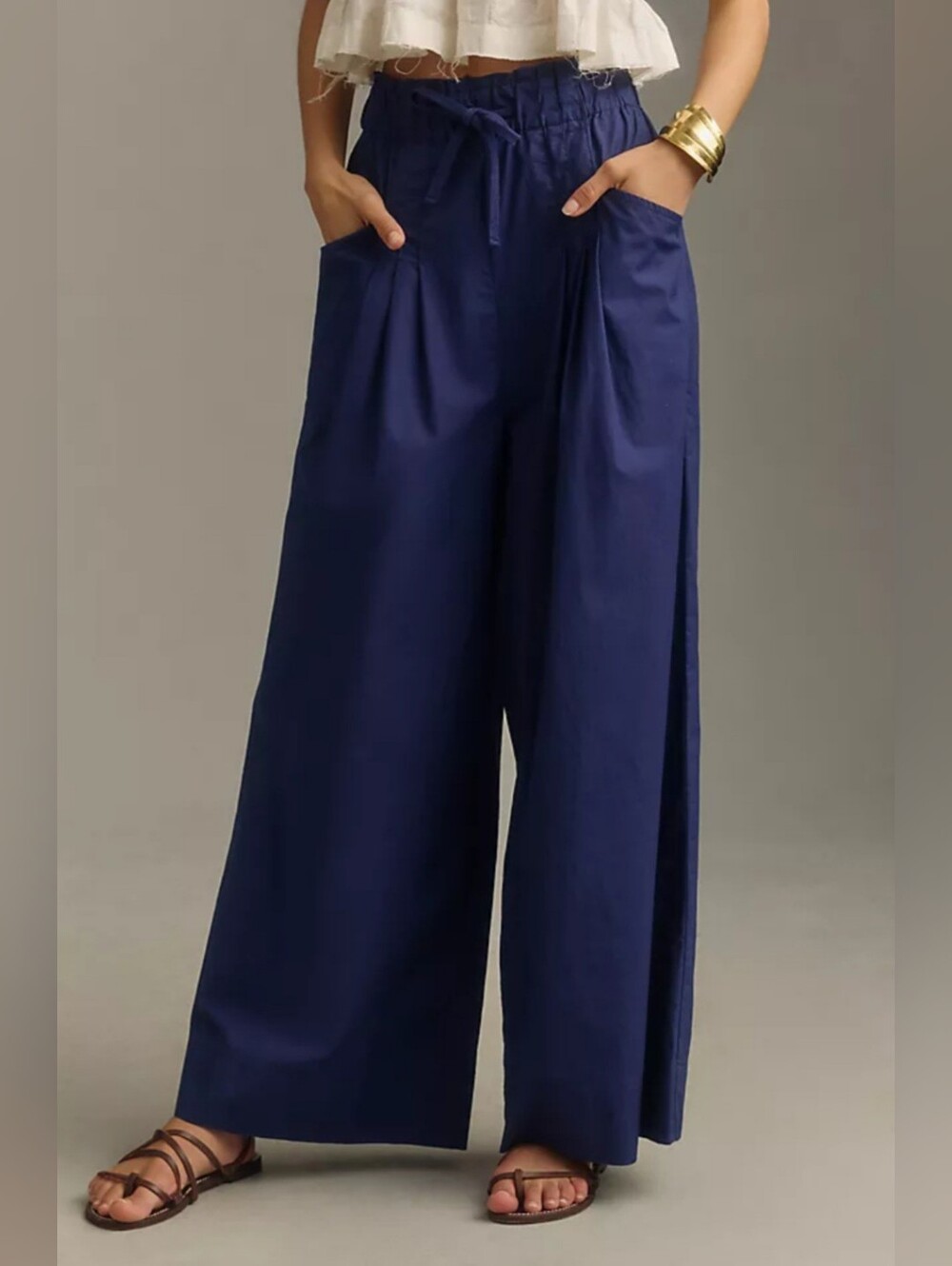 Anthropologie Maeve Skirty Utility Wide Leg Pants Blue - Size XS EUC